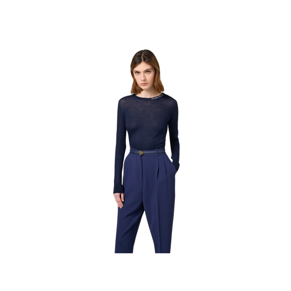 Elisabetta Franchi Stijlvolle Gebreide Top Blue Dames