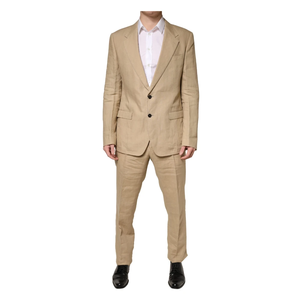 Dolce & Gabbana Men's Beige Taormina Single Breasted 2 Piece Suit - Single Breasted Suits - Xl - Suits