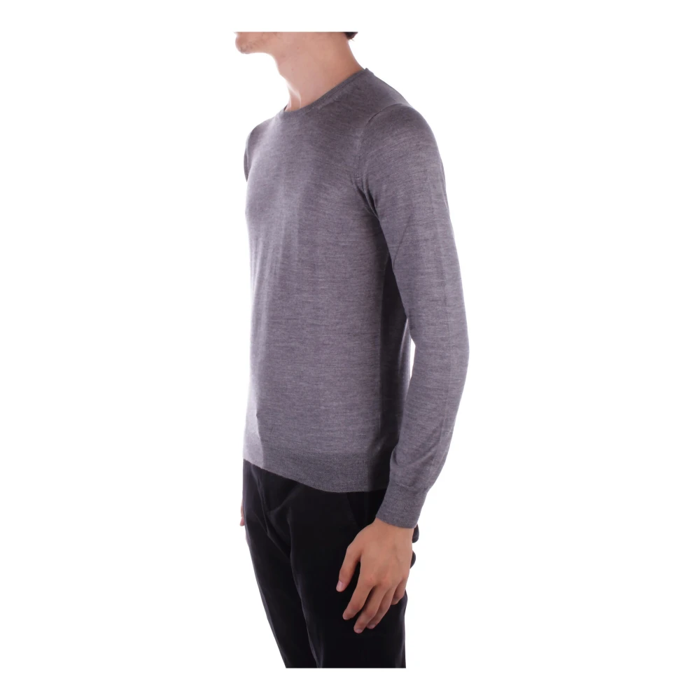 Tagliatore Grijze Trui Zijde Wol Mix Gray Heren