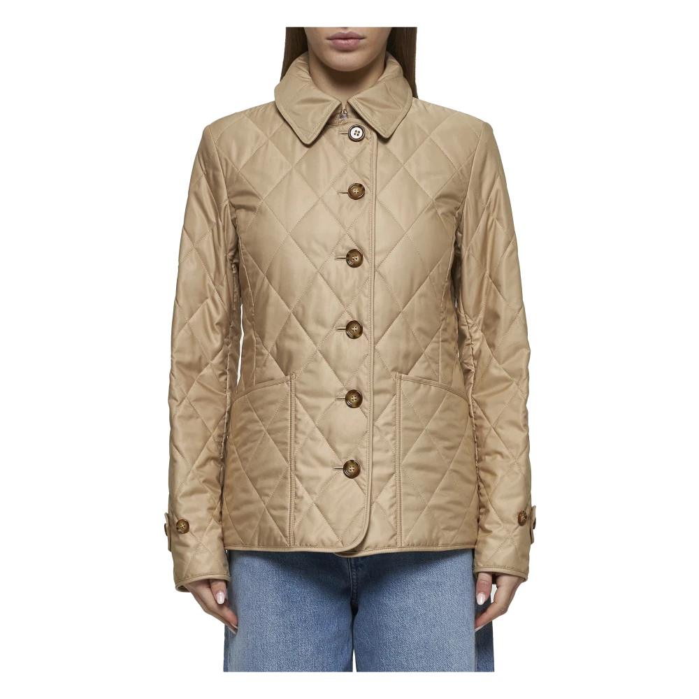 Burberry Diamantquilted Beige Jas Beige Dames
