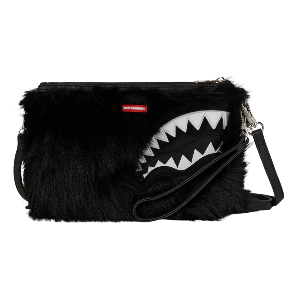 Sprayground Girls Black Bags, One Size, Fur Cray Crossover Clutch