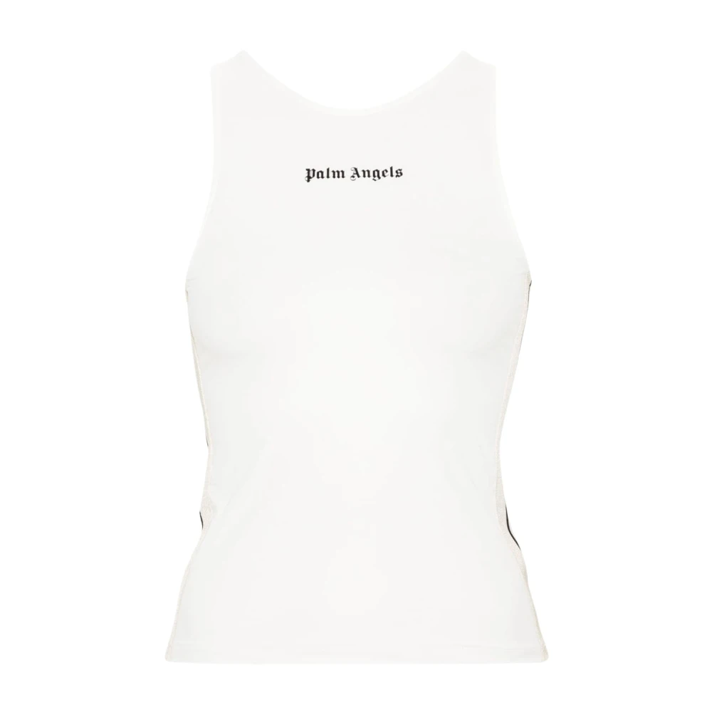 Palm Angels Sportieve Top met Logo Print White Dames