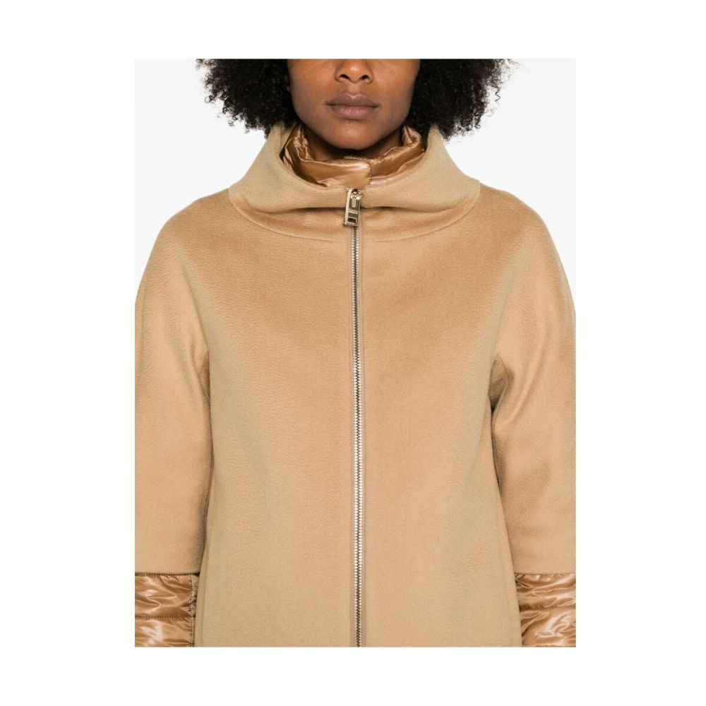 Herno Kameelwol Gelaagde Jas Beige Dames