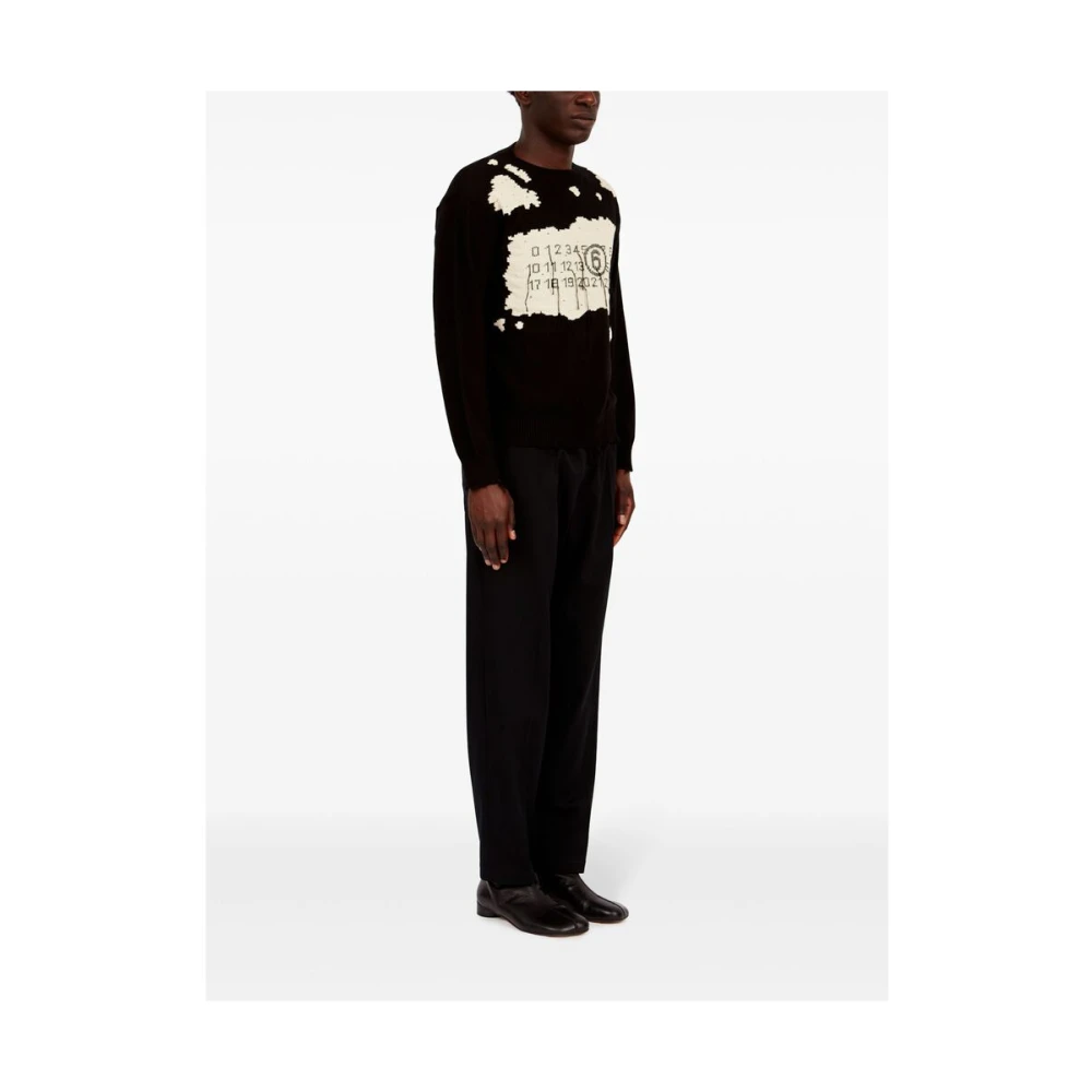 MM6 Maison Margiela Zwarte katoenen gebreide trui Black Heren