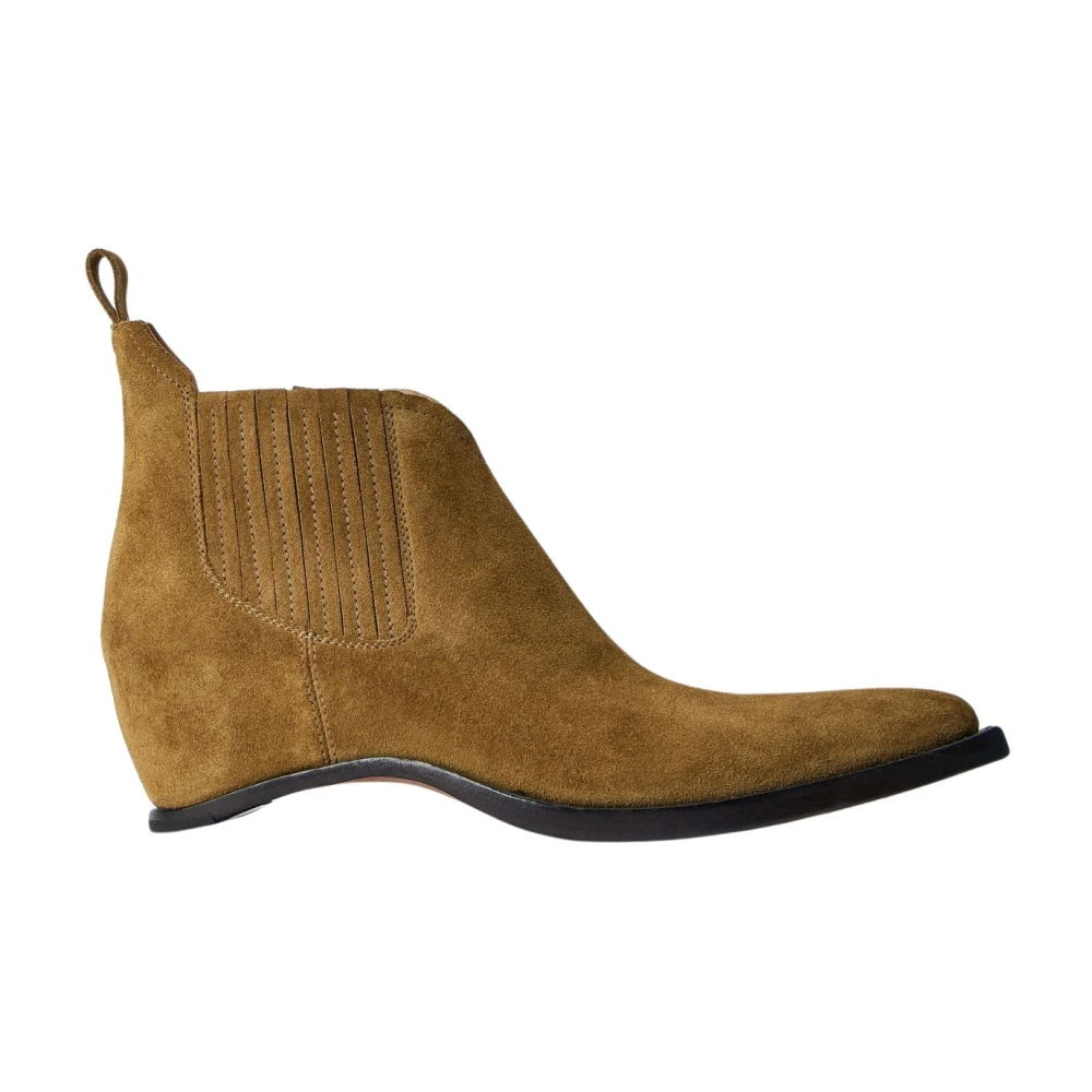 Maison Margiela Women's Brown Chelsea Boots, 4 Uk, Heel-Less Western Chelsea Boots