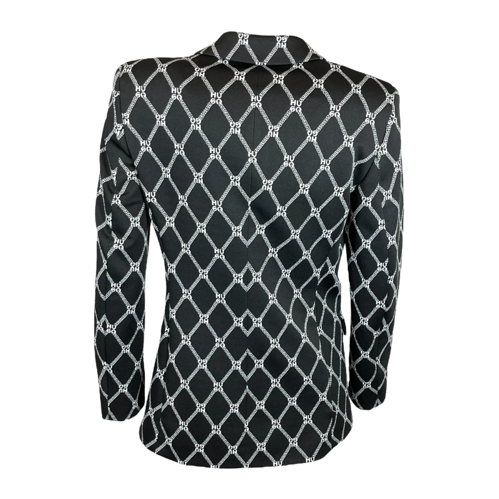 Hugo Boss Zwarte Blazer met Logopatroon Black Dames