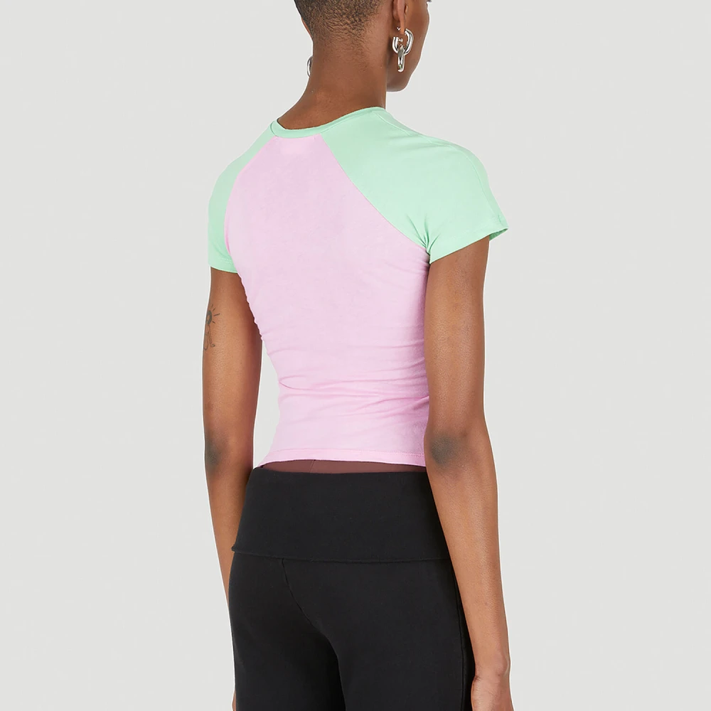 Maisie Wilen Tweekleurig T-shirt met logo print Pink Dames