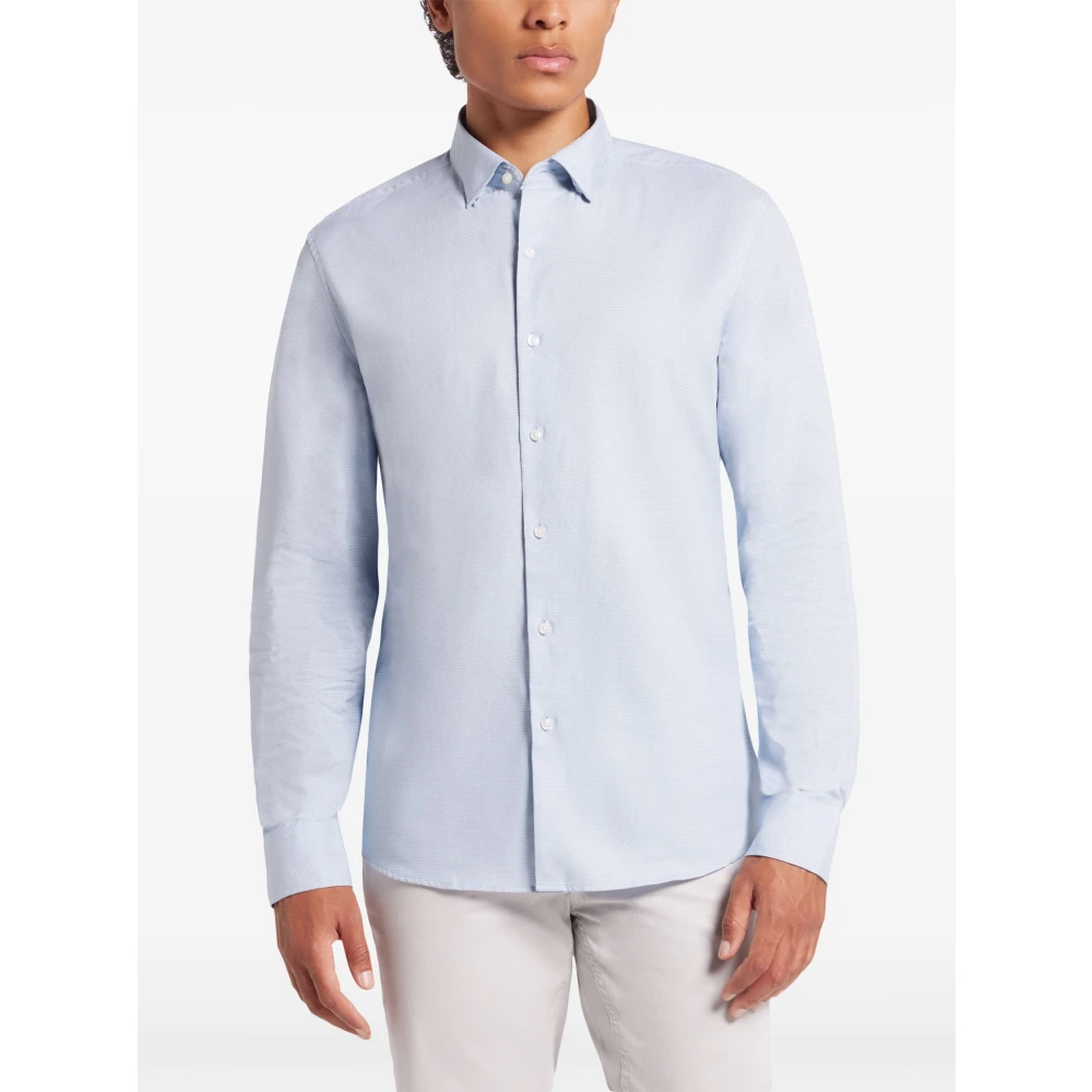 Michael Kors Chambray Katoenen Overhemd Blue Heren