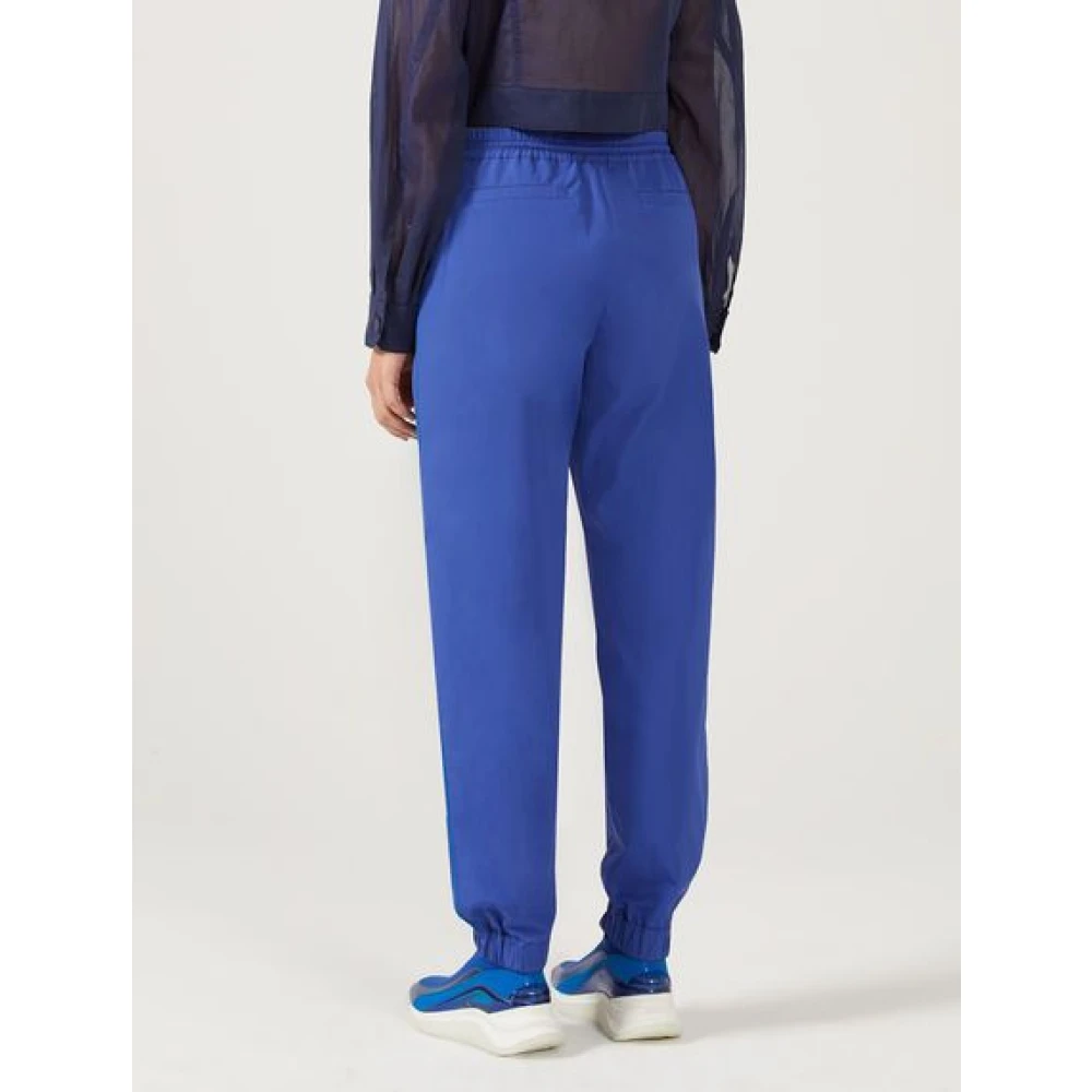 SPORTMAX Poplin Track Pants Blue Dames