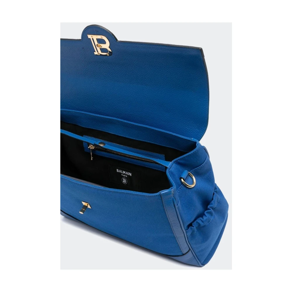 Balmain Stoffen Tas met Gouden Logo Blue Dames
