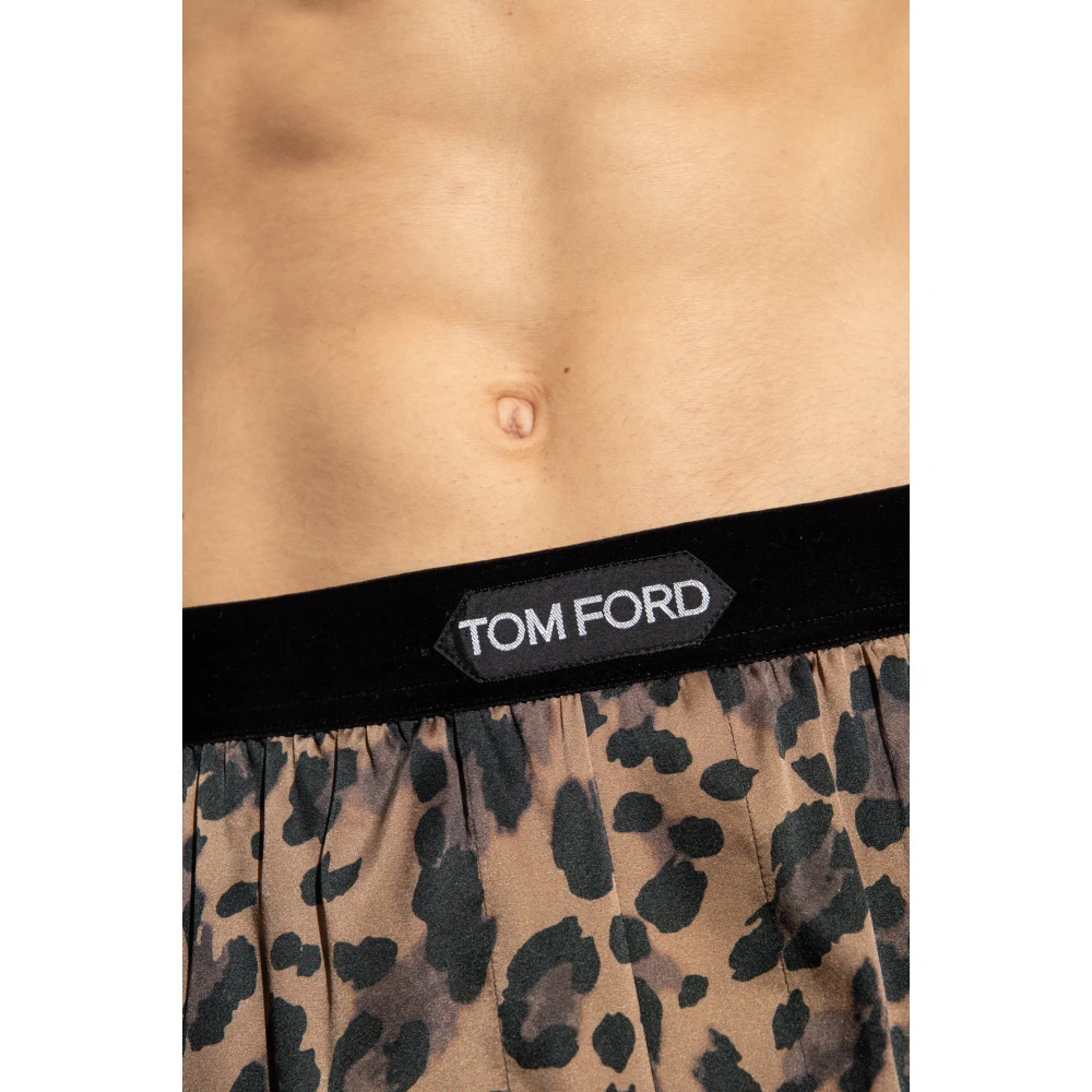 Tom Ford Zijden boxershorts met logo Brown Heren