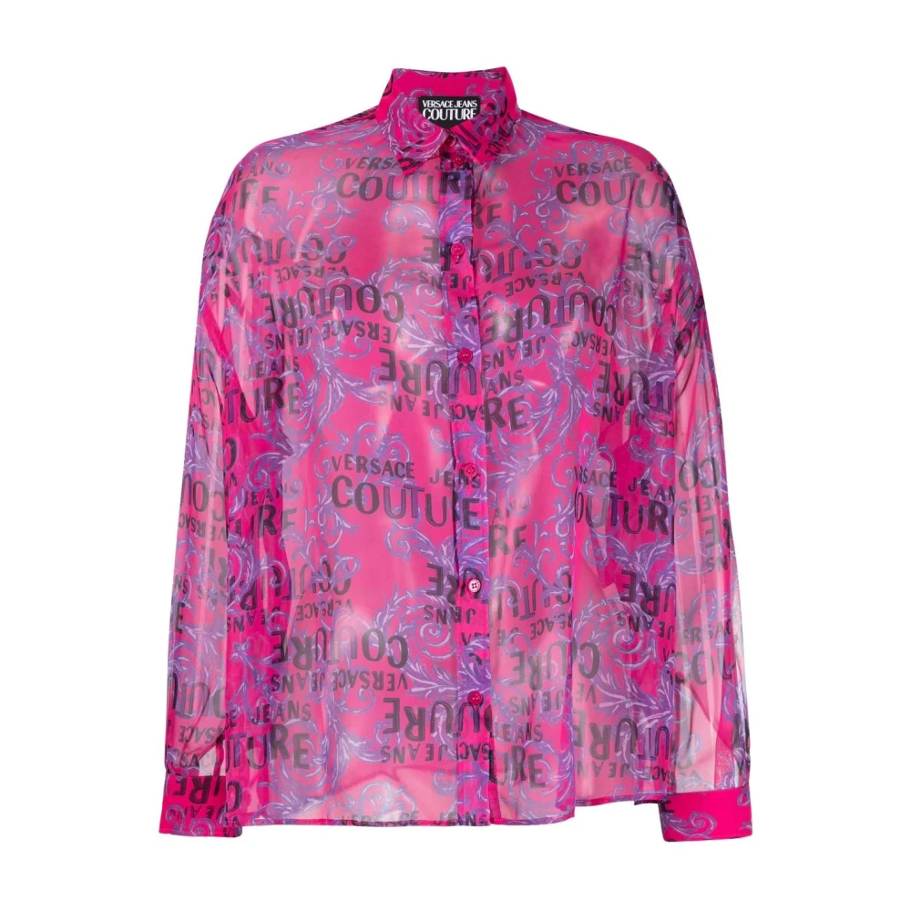Versace Jeans Couture Oranje Logo Couture Overhemd met Lange Mouwen Multicolor Dames