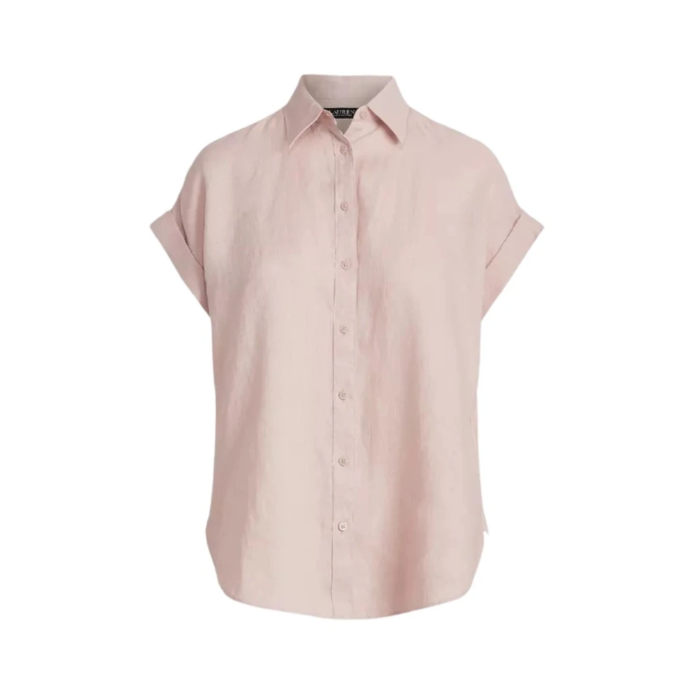 Ralph Lauren Linnen Overhemd met Relaxte Pasvorm Pink Dames