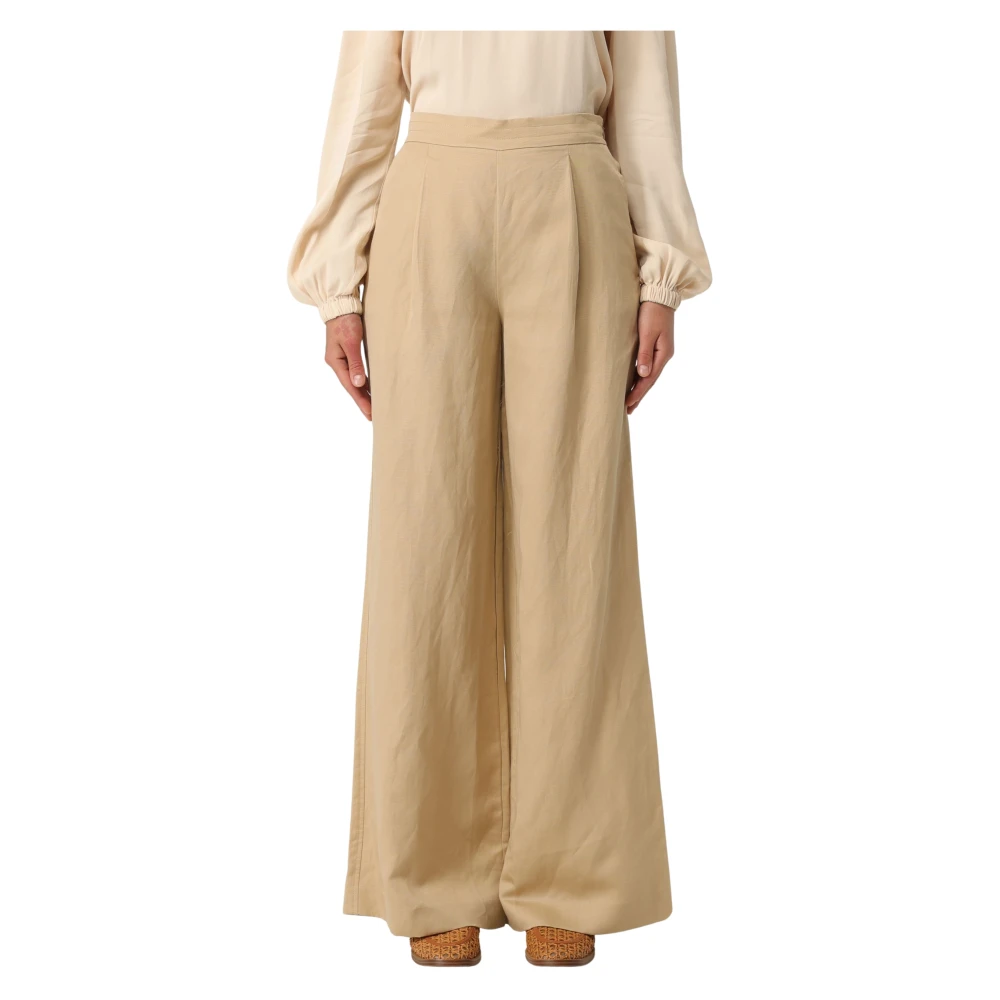 Twinset Women's Beige Wide Trousers, Xl, Stylish Trousers For A Chic Look