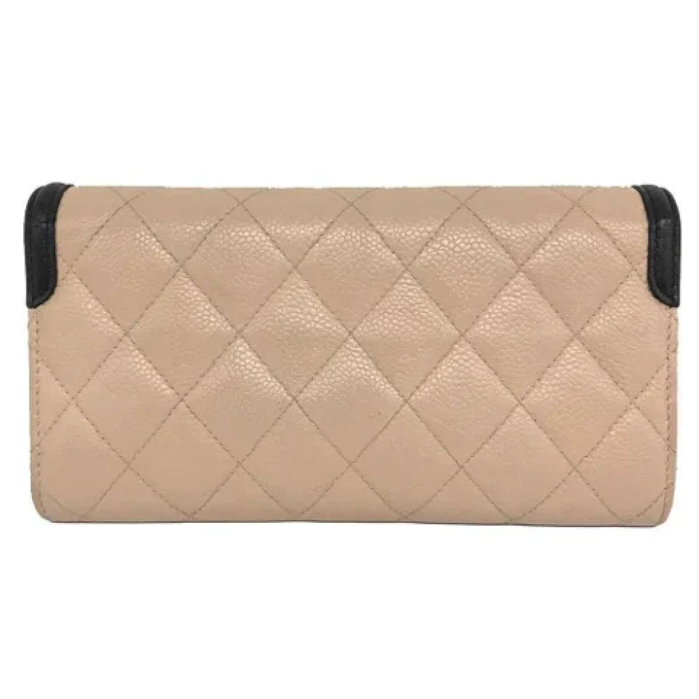 Chanel Vintage Pre-owned Leather wallets Beige Dames