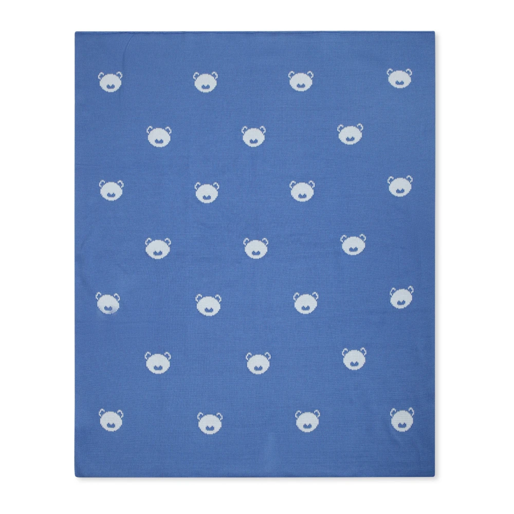 Little Bear Blauw Katoenen Deken met Berenpatroon Blue Unisex