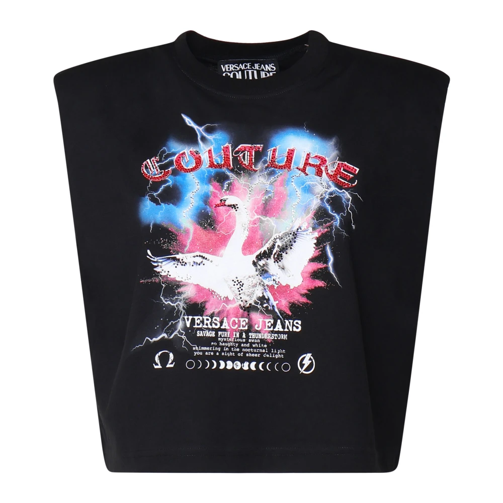 Versace Jeans Couture Vintage Zwarte Sweater met Ronde Hals Black Dames