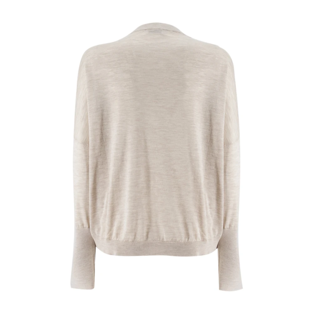 BRUNELLO CUCINELLI Kasjmier Zijde Gebreide Trui Beige Dames