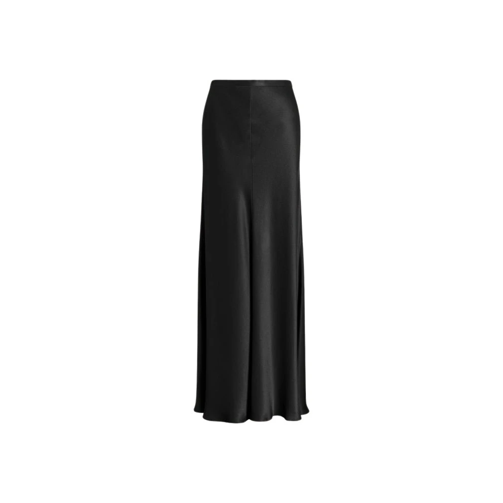 Alberta Ferretti Black Shiny Satin Skirt - Female - Maxi Skirts - S - Skirts