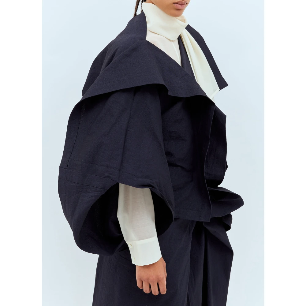 Issey Miyake Asymmetrische V-hals Cardigan met Gedrapeerde Panelen Blue Dames