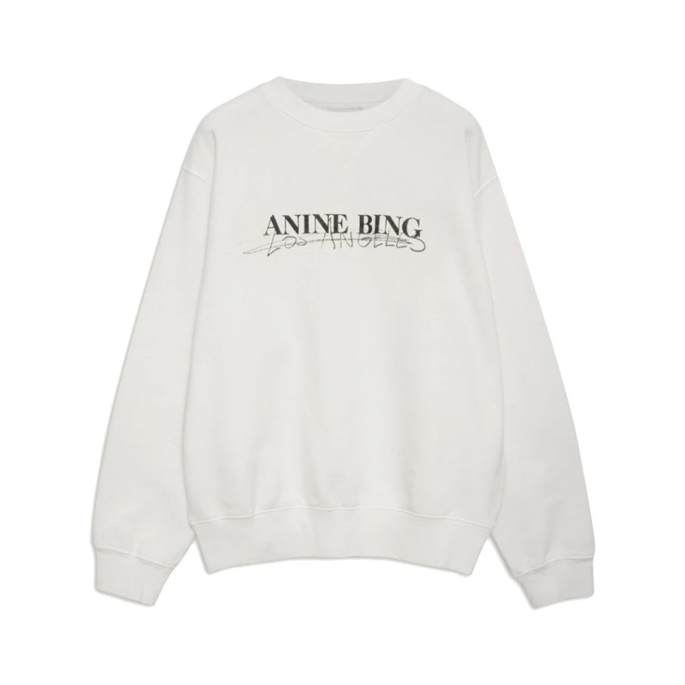 Anine Bing Ramona Oversized Sweatshirt met Zwarte Print White Dames