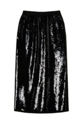 Jupe Longue Taille Basse En Maille Noir Et Blanc Détail Vagues