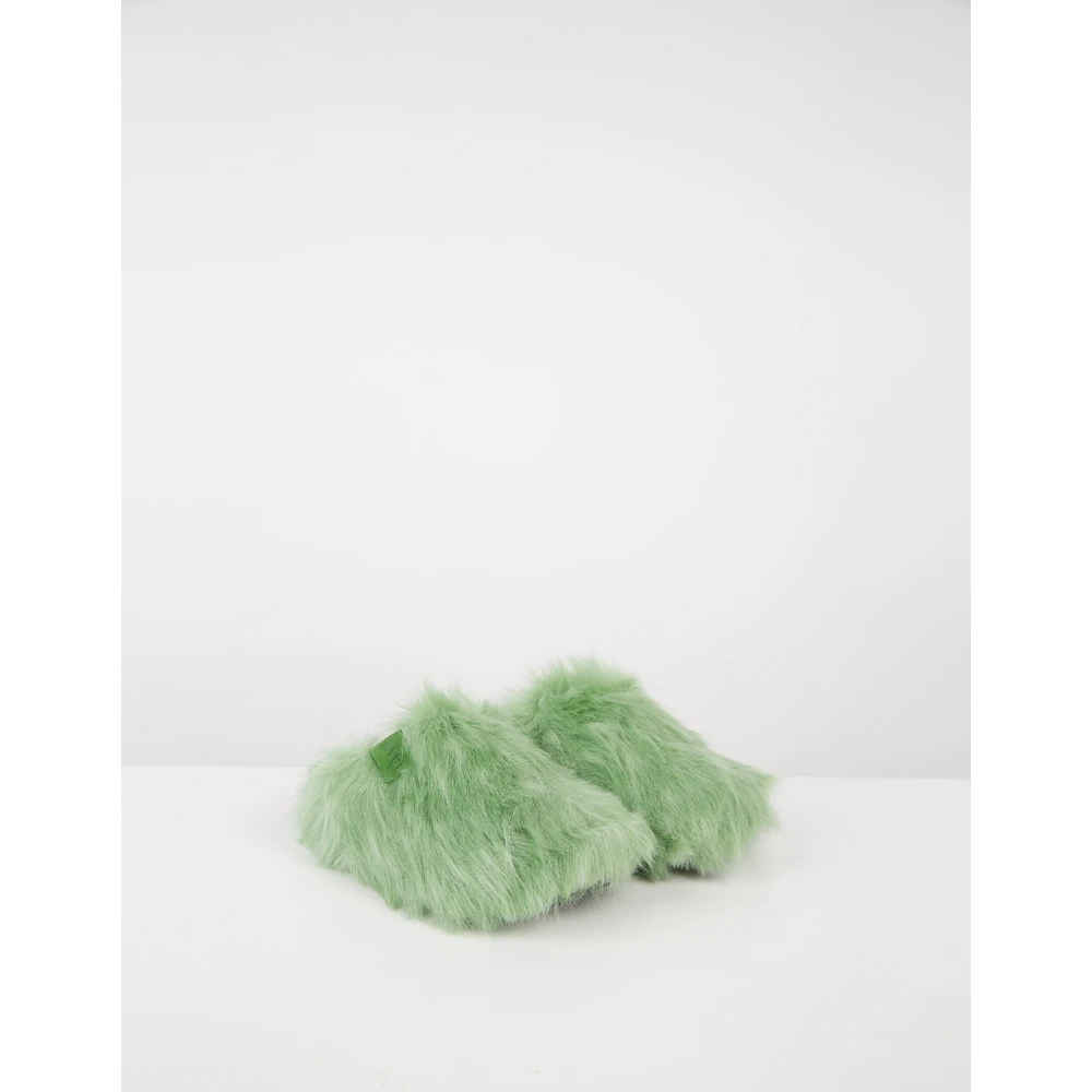 Msgm Slipper met harig garen Green Dames