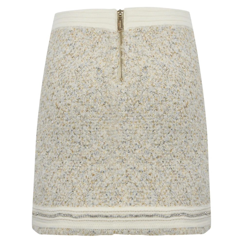 Blugirl Boucle lurex minirok met strass Beige Dames