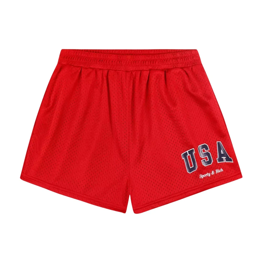 Sporty & Rich Röda Mesh Shorts Red, Dam