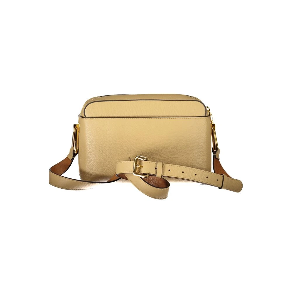 Coccinelle Beige Leren Schoudertas met Verstelbare Band Beige Dames