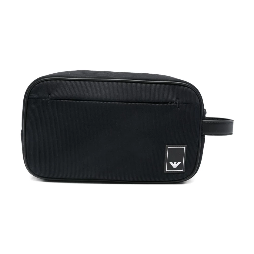 Emporio Armani Men's Blue Toilet Bags, One Size, Travel Essentials Nylon Washbag