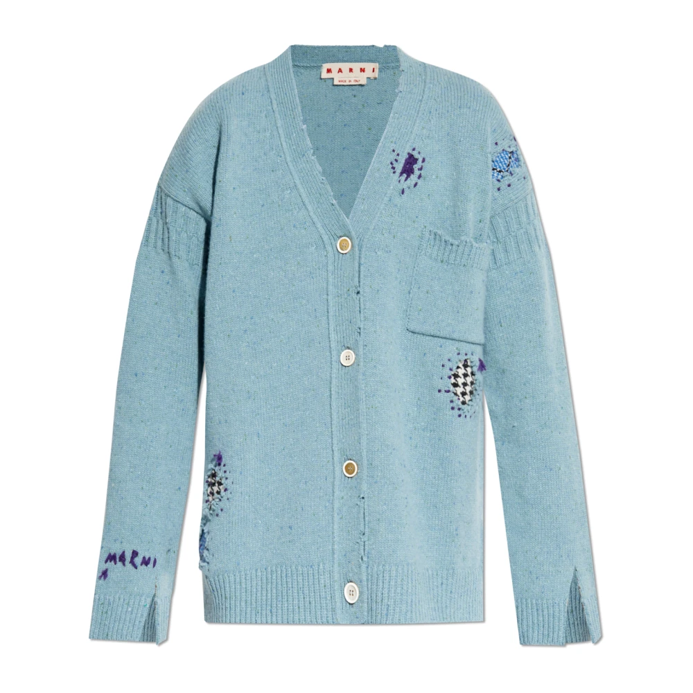 Marni Vintage Effect Cardigan Blue Dames
