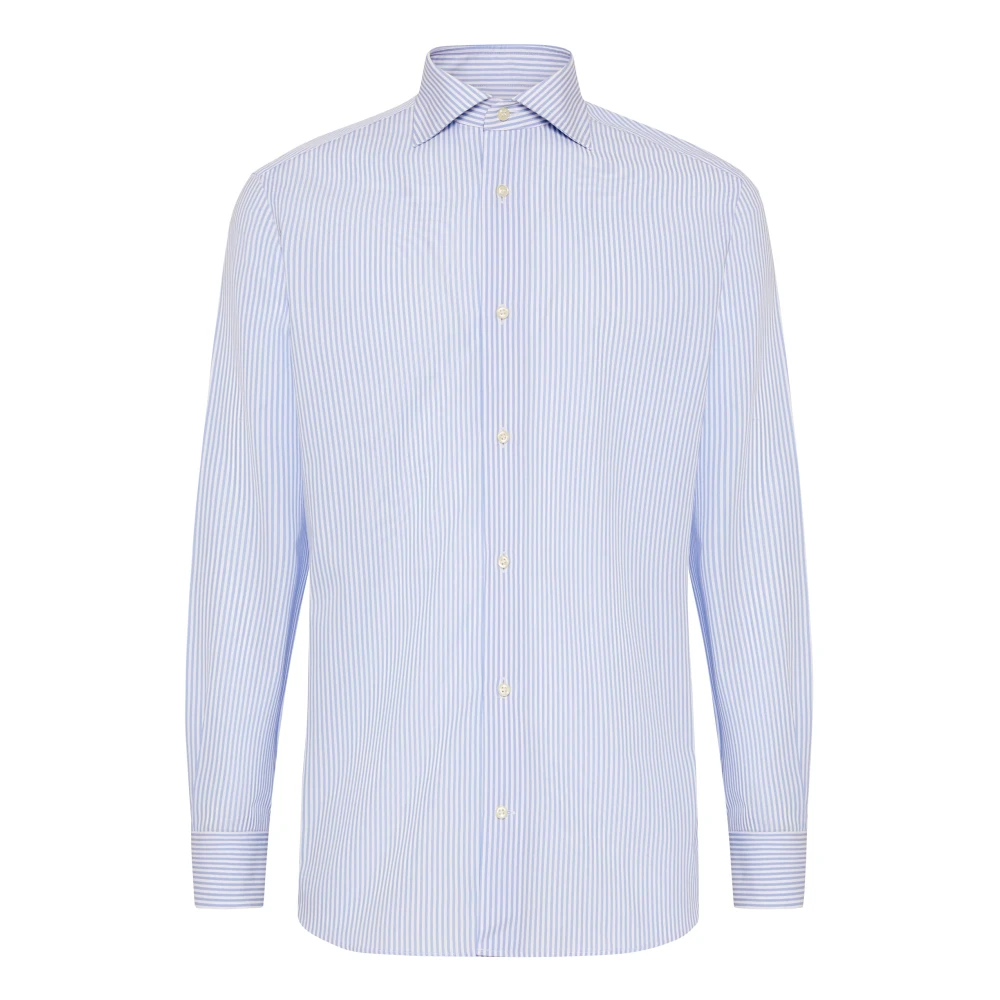 Boggi Milano Slim Fit Katoenen Dobby Overhemd Blue Heren