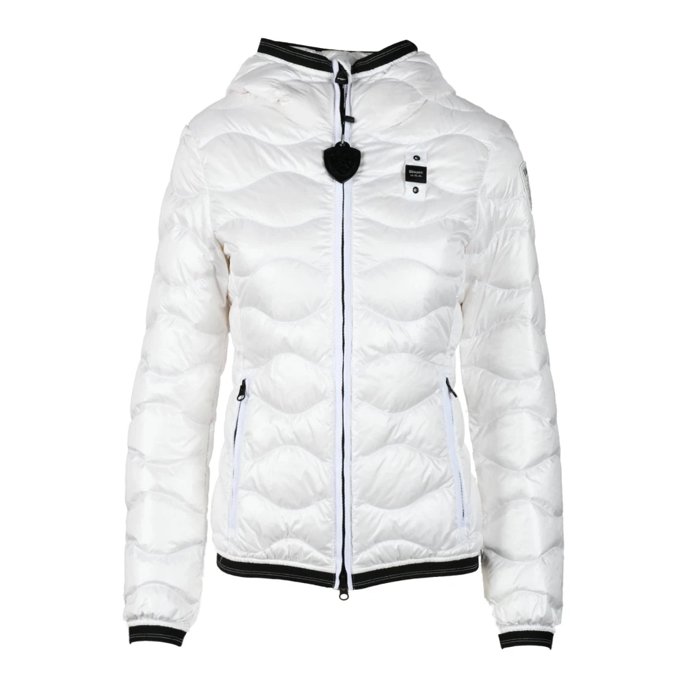 Blauer Nylon Gewatteerde Jas Pink Dames