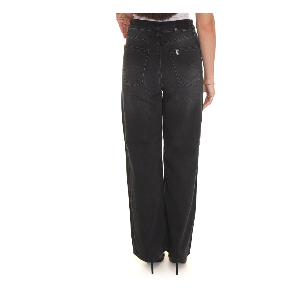 Liu Jo Wijde Pijp Denim Jeans Black Dames