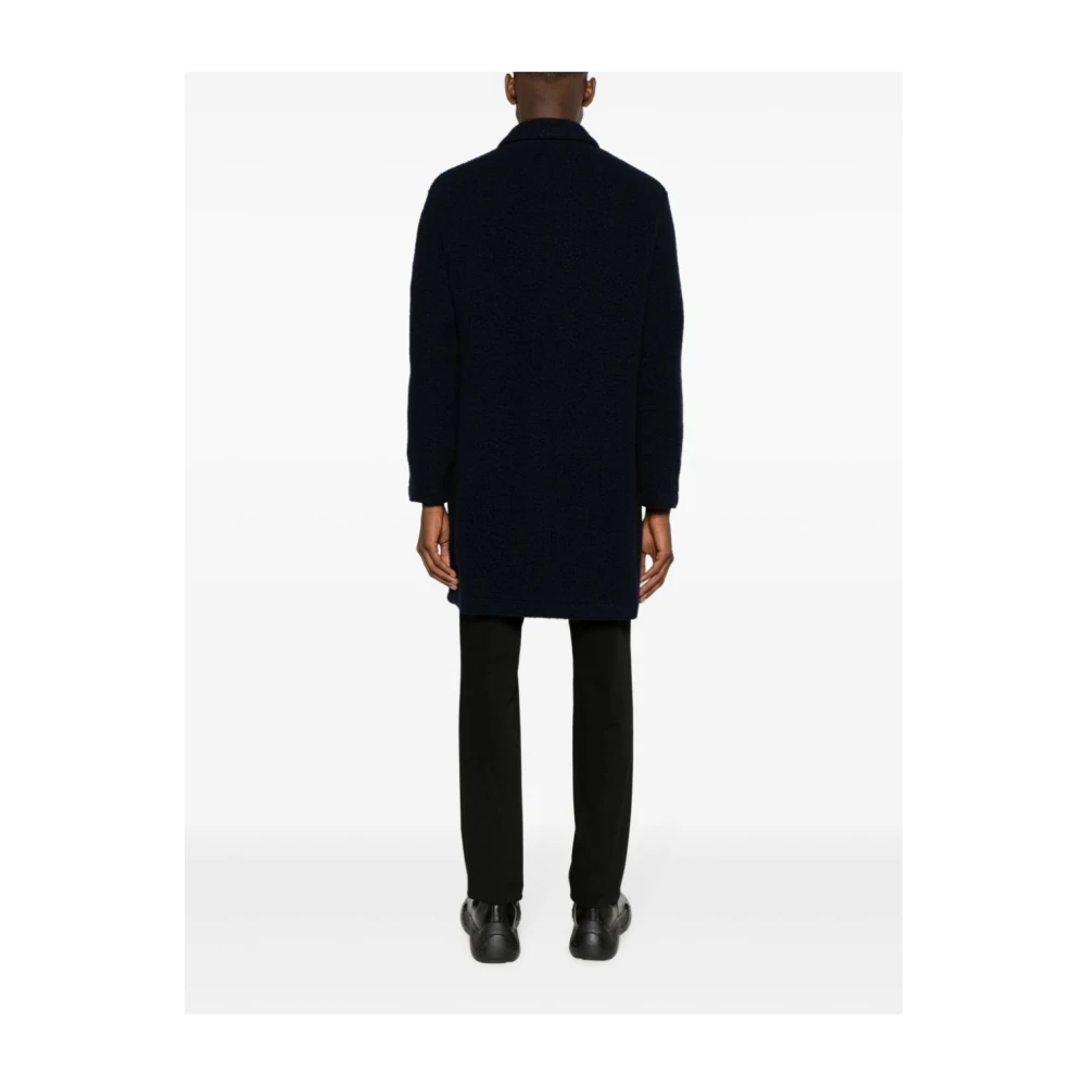 Harris Wharf London Navy blauwe wollen jas Blue Heren