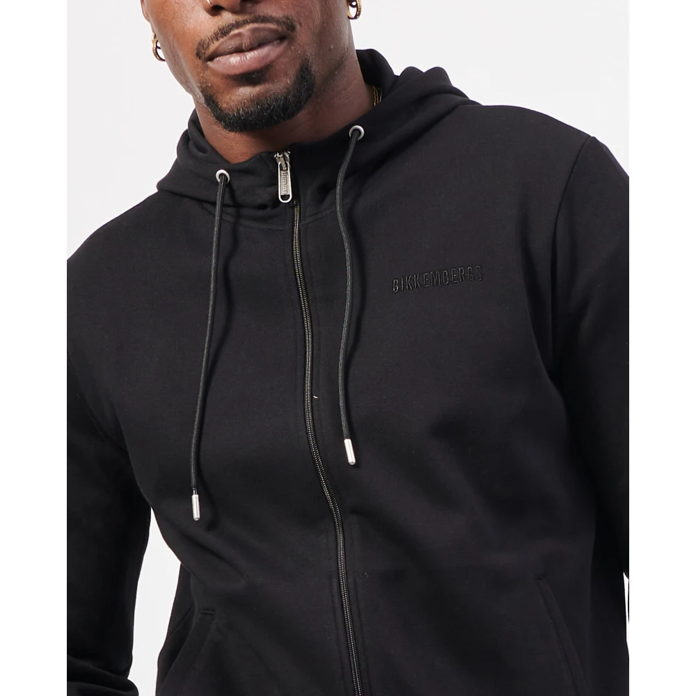 Bikkembergs Zwarte Hoodie Met Rits Logo Black Heren