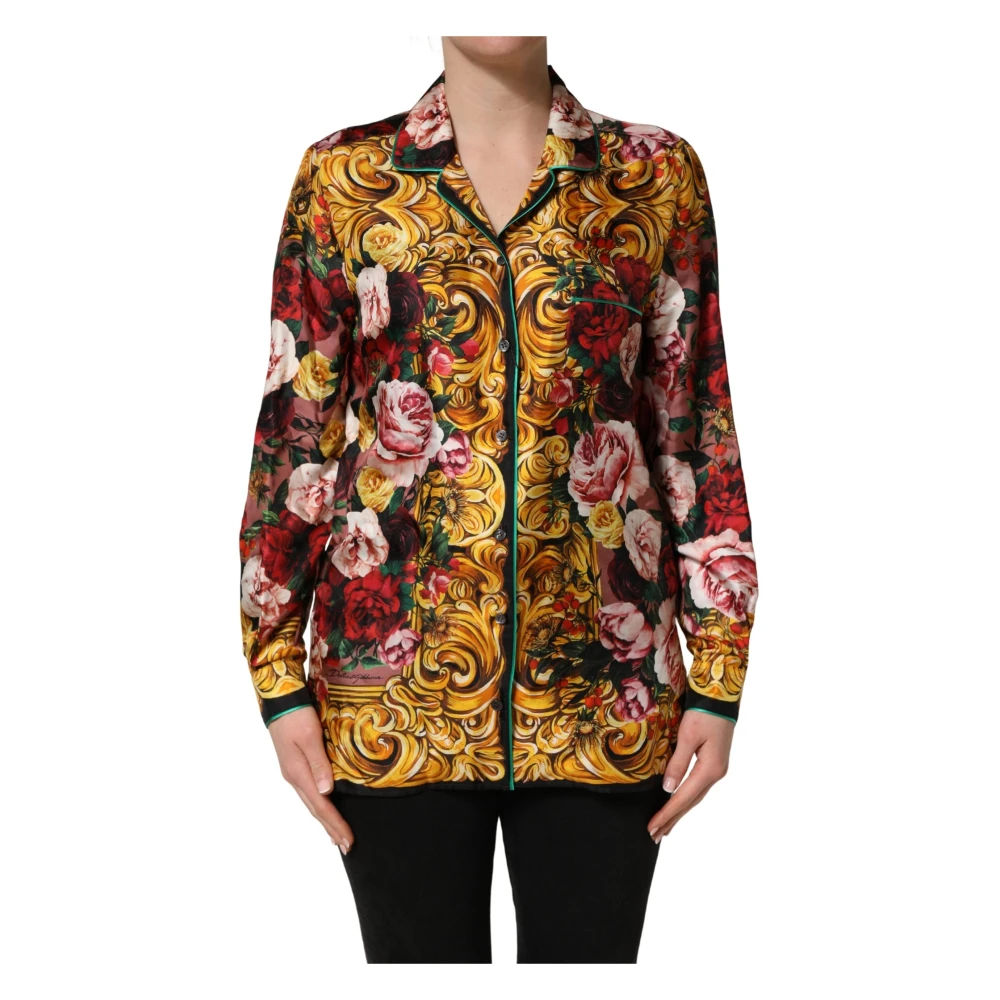 Dolce & Gabbana Multicolor Floral Long Sleeves Button Down Shirt Top - IT40|S - Image 2
