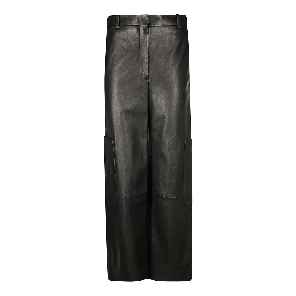 Khaite Lambskin Zip Closure Trousers Black Dames