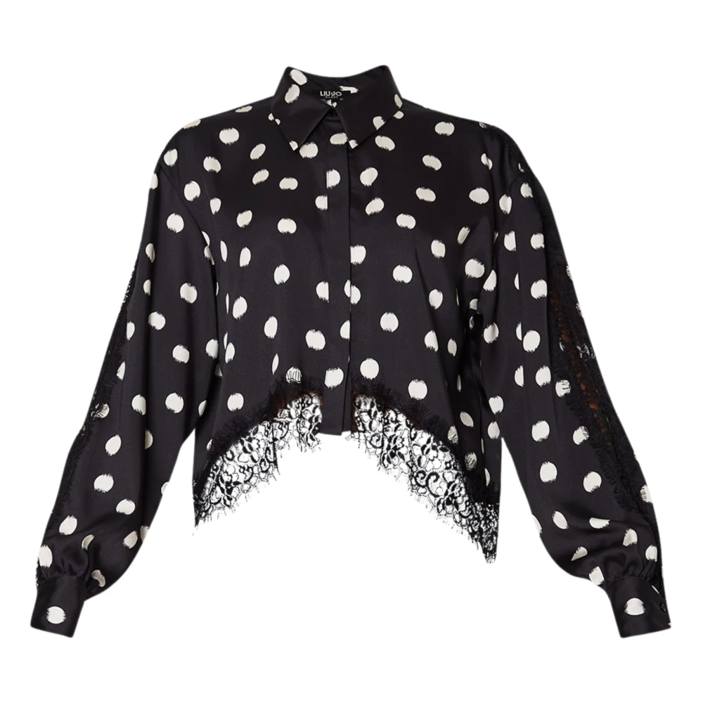 Liu Jo Zwarte gestippelde cropped shirts Black Dames