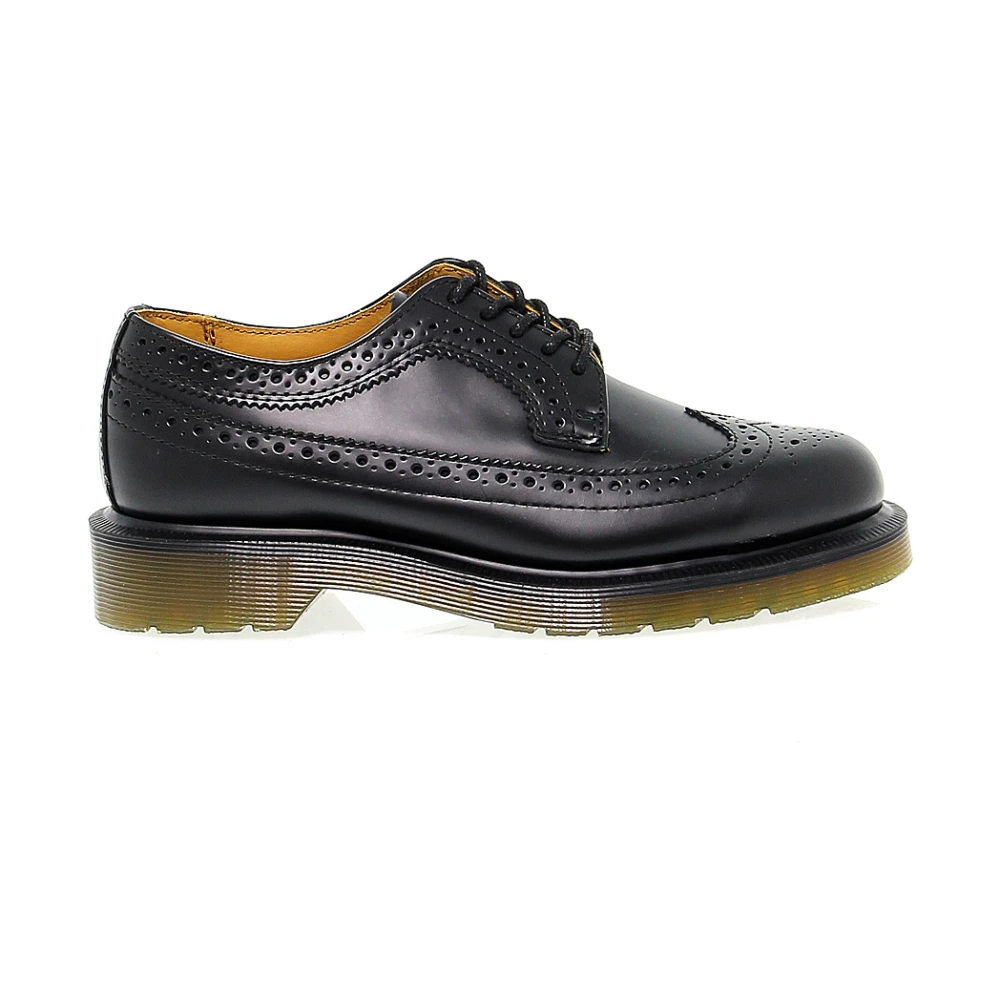 Dr. Martens Zwarte leren platte schoen voor vrouwen Black Dames