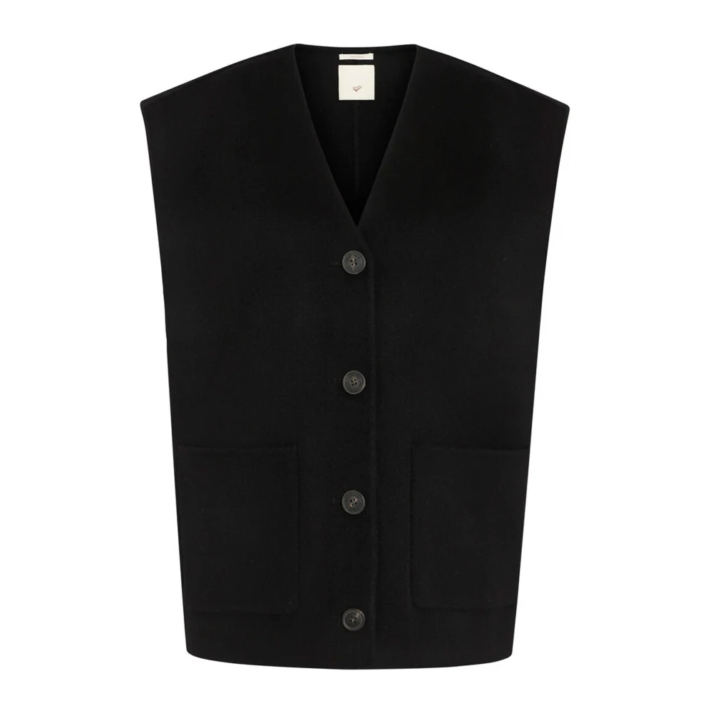 Heartmade Stijlvolle Zwarte Wollen Vest Black Dames