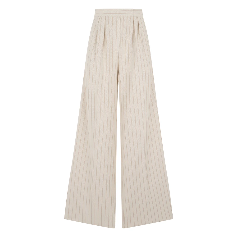 Max Mara Women's Beige Wide Trousers, M, Palazzo Trousers