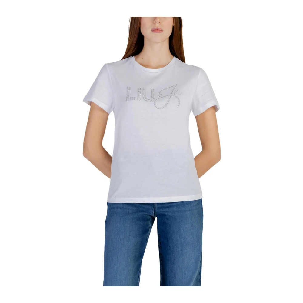 Liu Jo Women's White Round Neck Short Sleeve Cotton T-Shirt