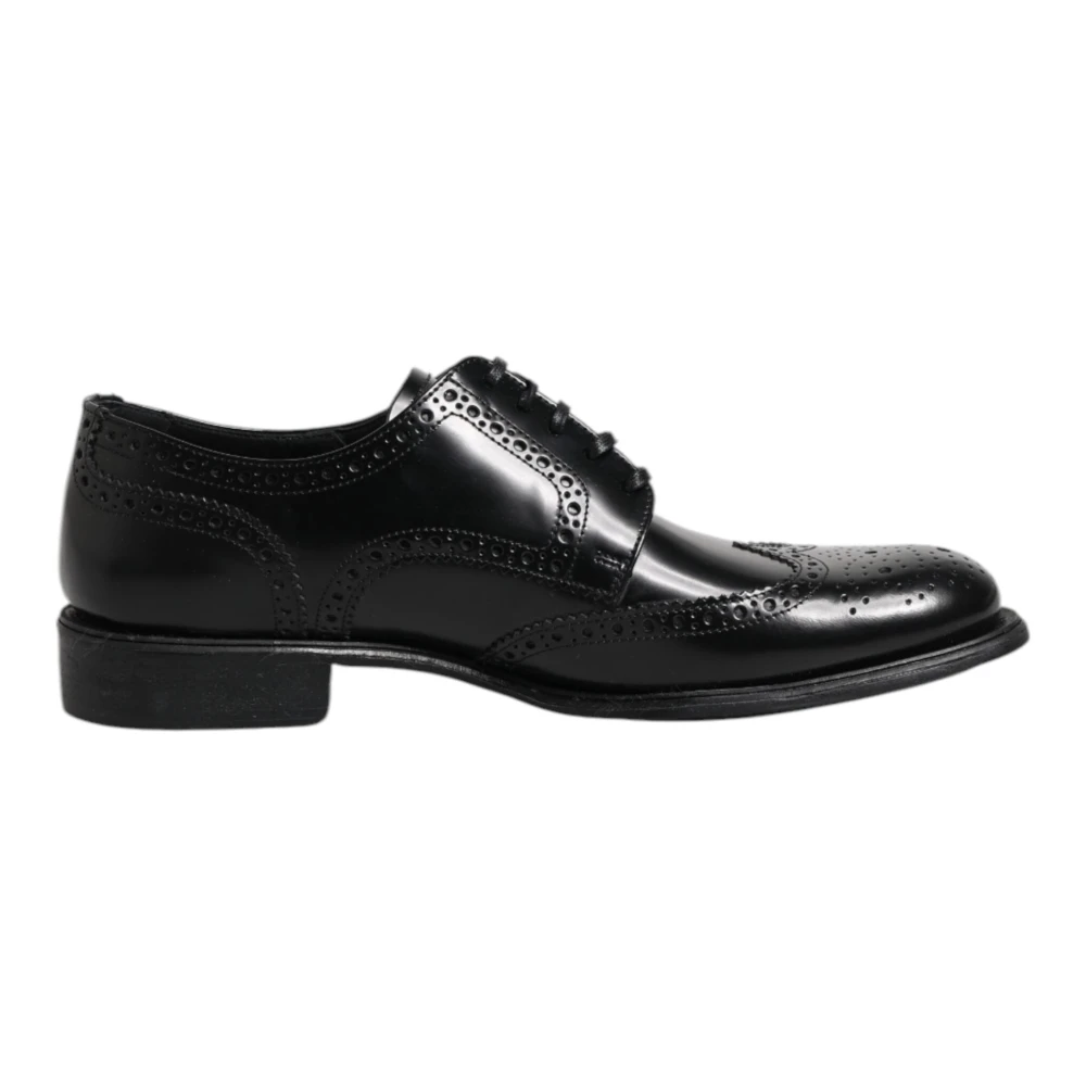 Dolce & Gabbana Men's Black Leather Derby Wingtip Shoes