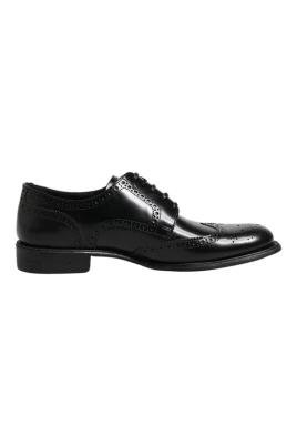 Svarta Läder Derby Wingtip Skor