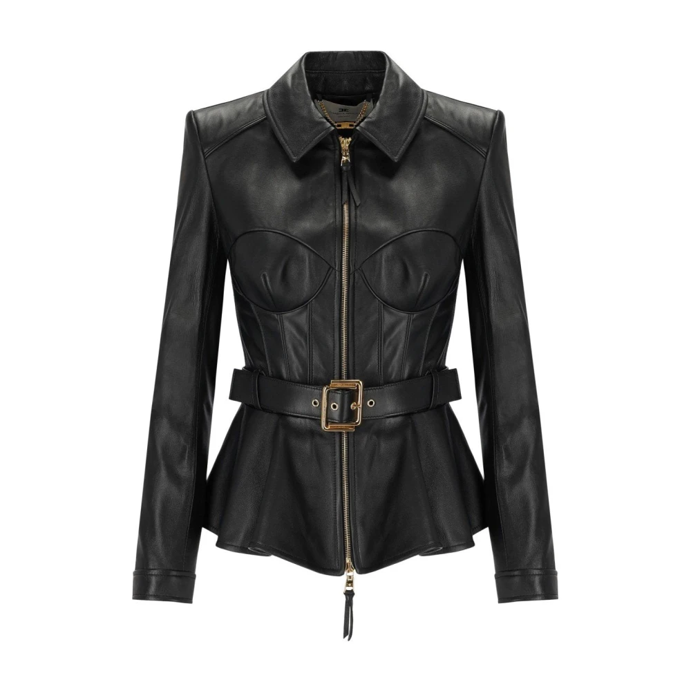 Jackets > Leather Jackets - - Elisabetta Franchi - Modalova