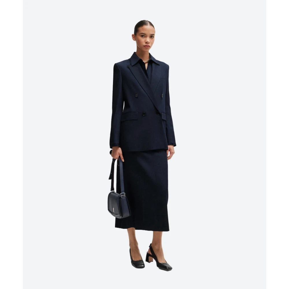 Hugo Boss Klassieke Denim Effect Lange Jas Blue Dames