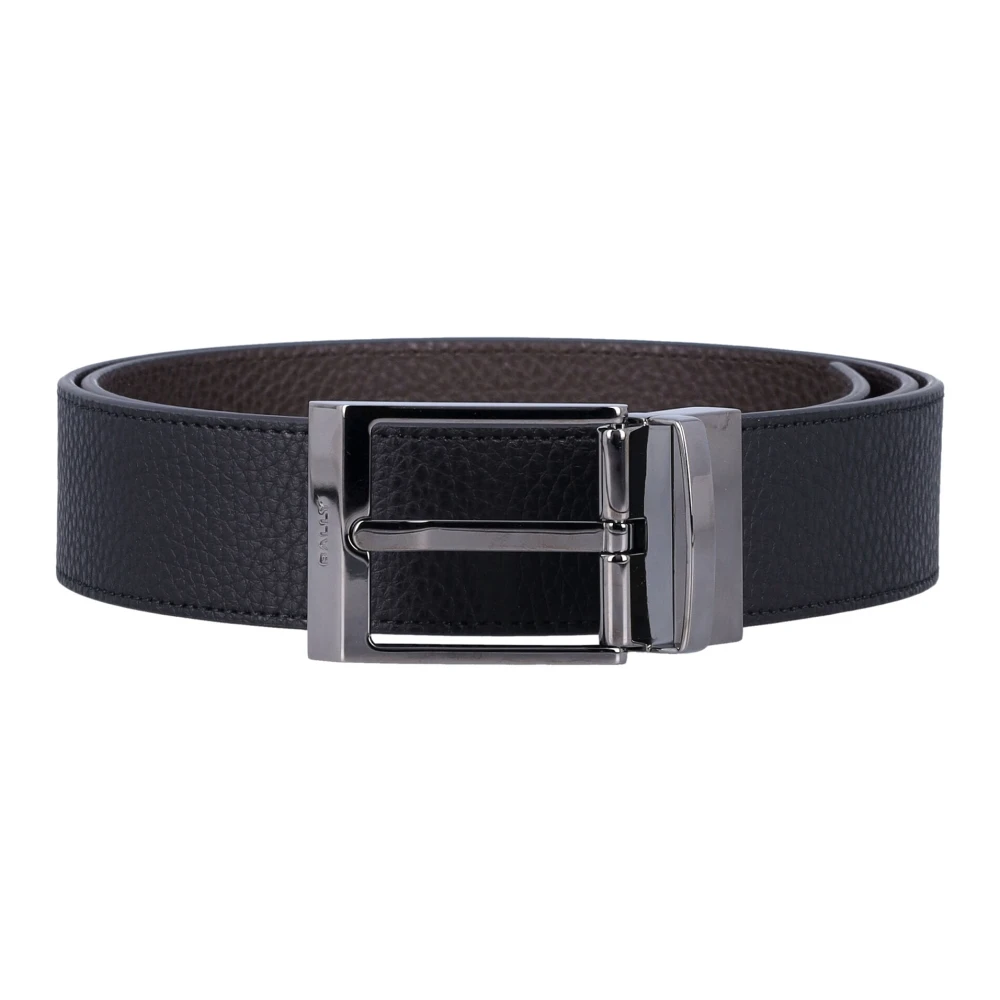 Bally Omkeerbare Leren Riem Zwart Ebony Black Heren