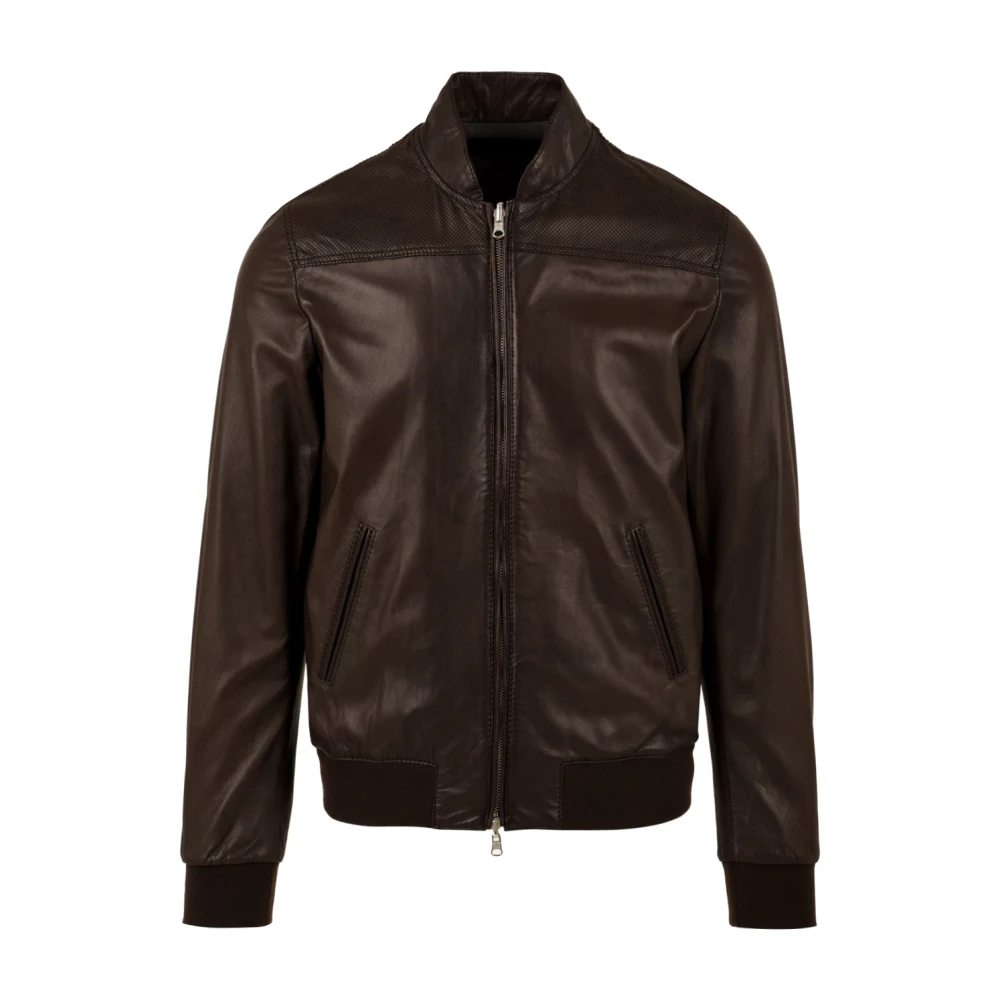 The Jack Leathers Fresco Napl Wood Brown Leren Jassen Brown Heren